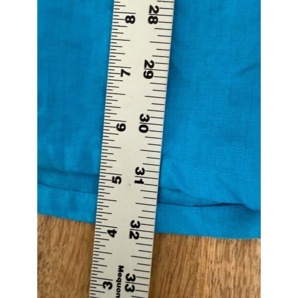 ICANTOO Bright Blue Linen Button Tunic Casual Career Resort Long Sleeve Small - Picture 13 of 14